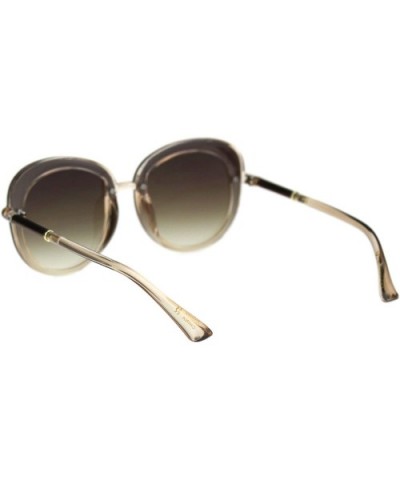 Womens Expose Lens Edge Panel Lens Round Luxury Butterfly Sunglasses - Beige Brown - CZ18QQ7948R $10.97 Oversized