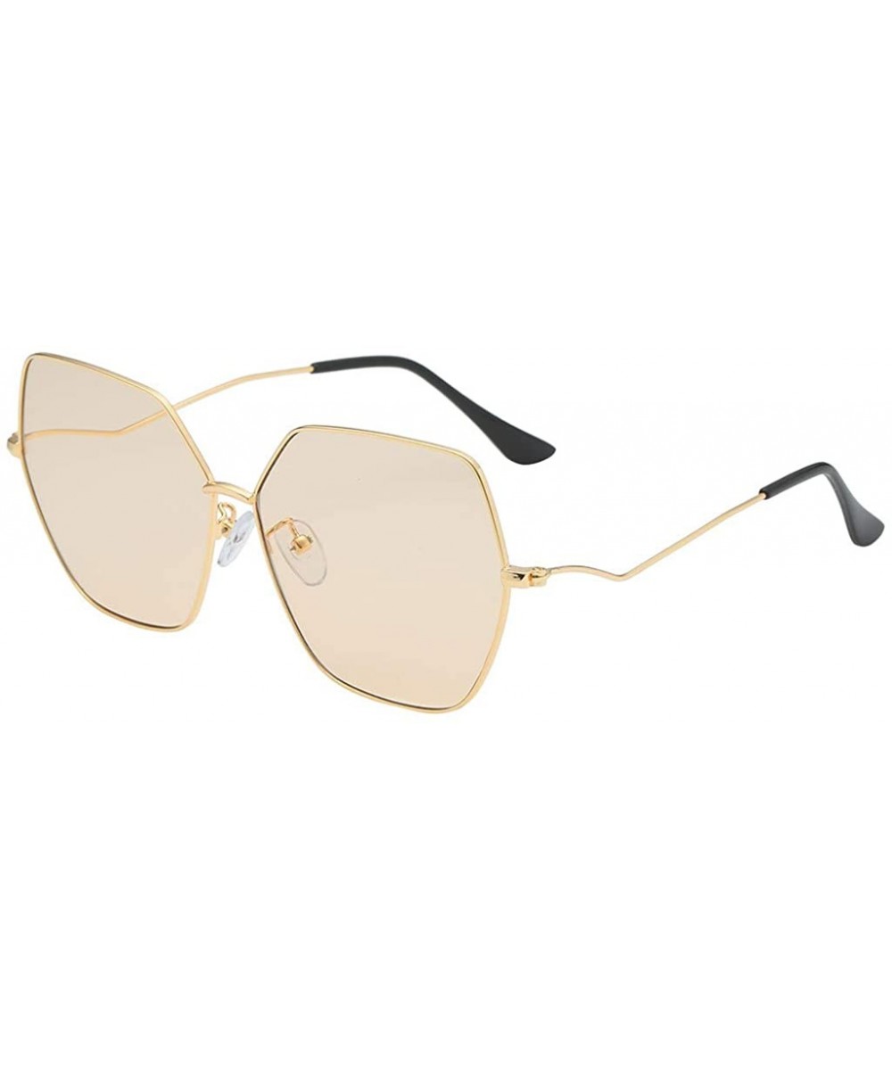 Oversized Metal Geometric Pentagon-Irregular Large Sunglasses Women Fashion Vintage Sunglasses - A - CZ196SMEGS5 $5.15 Semi-r...