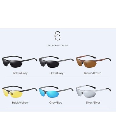 Aluminum Magnesium Men's Half-frame Polarized Sunglasses Outdoor Sports Riding Antiglare Sunglasses - E - CD18QQ20I5D $42.89 ...