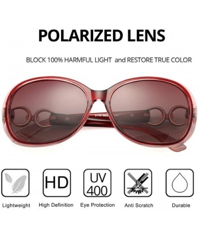 Classic Oversized Polarized Sunglasses for Women Luxury Goggles Eyewear Shade UV400 - Red - C118S0X3MS7 $8.49 Oversized