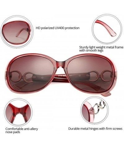 Classic Oversized Polarized Sunglasses for Women Luxury Goggles Eyewear Shade UV400 - Red - C118S0X3MS7 $8.49 Oversized