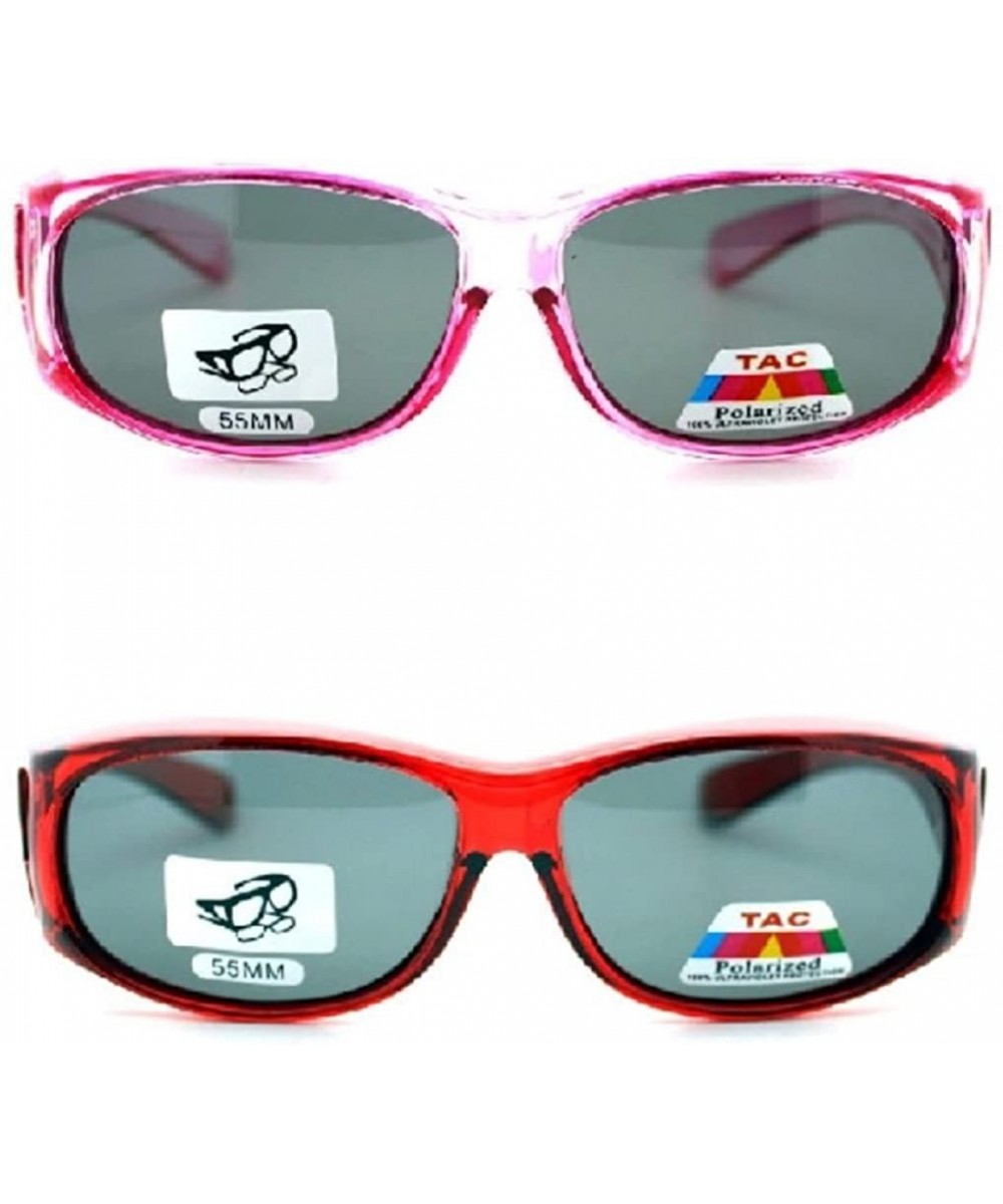 2 Extra Small Polarized Fit Over Sunglasses Wear Over Eyeglasses - Pink / Red - C912LMD5IXJ $20.83 Wrap
