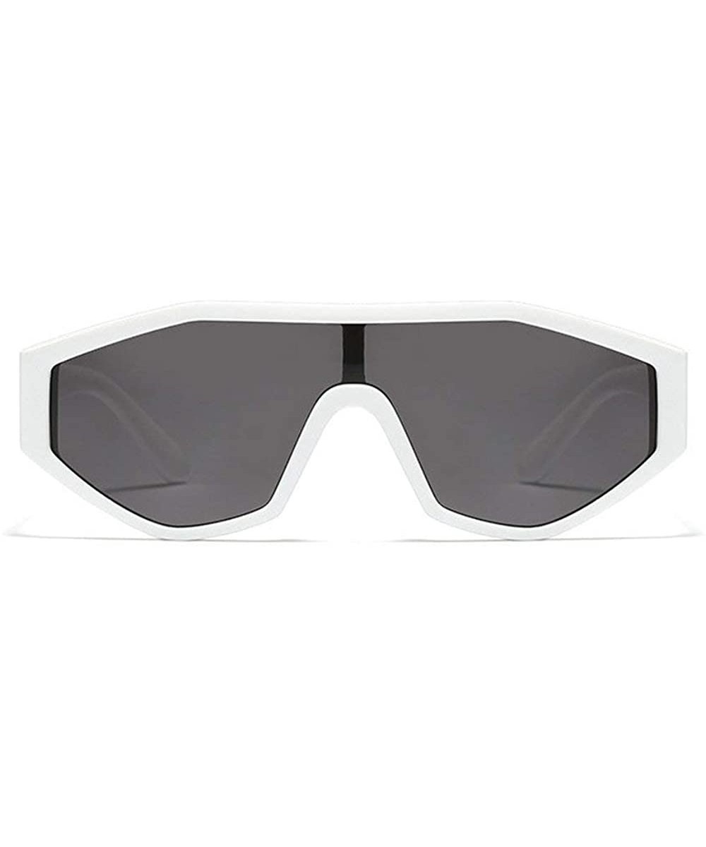 Irregular Sunglasses Vintage Oversize One piece - White&gray - C2192CEN3YW $8.27 Oversized