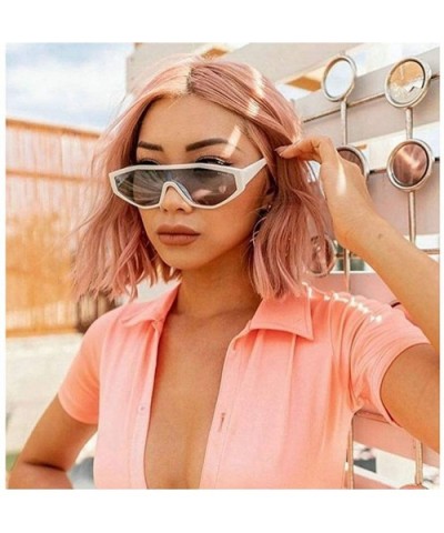 Irregular Sunglasses Vintage Oversize One piece - White&gray - C2192CEN3YW $8.27 Oversized