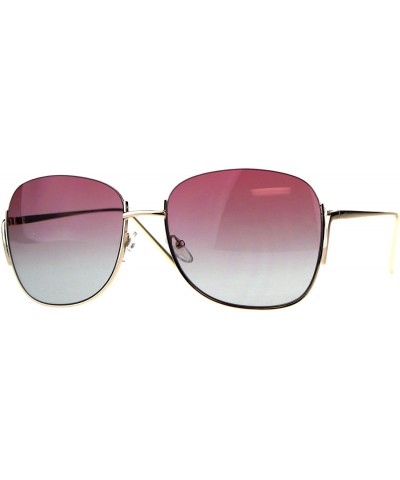 Designer Fashion Sunglasses Womens Half Rim Open Top Ombre Lens - Gold (Pink Grey) - CD18GHGNXDC $9.90 Square