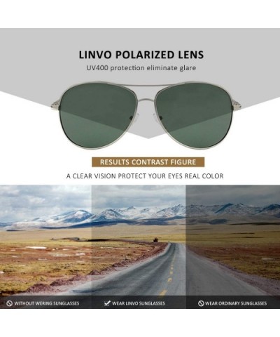 Classic Premium Military Style Pilot Polarized Sunglasses for Men Women - A Silver frame/Green Lens - CH18NNWDRSX $7.64 Aviator