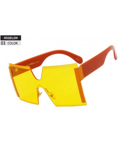 Oversized Rimless Sunglasses Women Red Yellow Square Sun Glasses For Women Men Vintage Shades - 3 - C818Y6GICR0 $24.64 Semi-r...