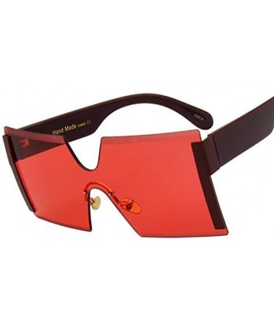 Oversized Rimless Sunglasses Women Red Yellow Square Sun Glasses For Women Men Vintage Shades - 3 - C818Y6GICR0 $24.64 Semi-r...