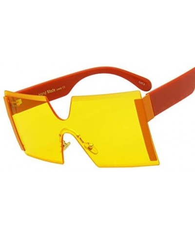 Oversized Rimless Sunglasses Women Red Yellow Square Sun Glasses For Women Men Vintage Shades - 3 - C818Y6GICR0 $24.64 Semi-r...