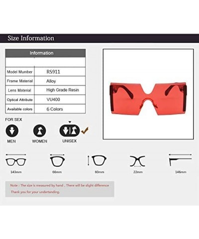 Oversized Rimless Sunglasses Women Red Yellow Square Sun Glasses For Women Men Vintage Shades - 3 - C818Y6GICR0 $24.64 Semi-r...