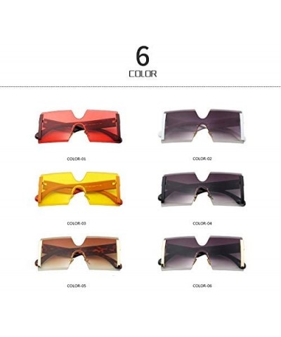 Oversized Rimless Sunglasses Women Red Yellow Square Sun Glasses For Women Men Vintage Shades - 3 - C818Y6GICR0 $24.64 Semi-r...