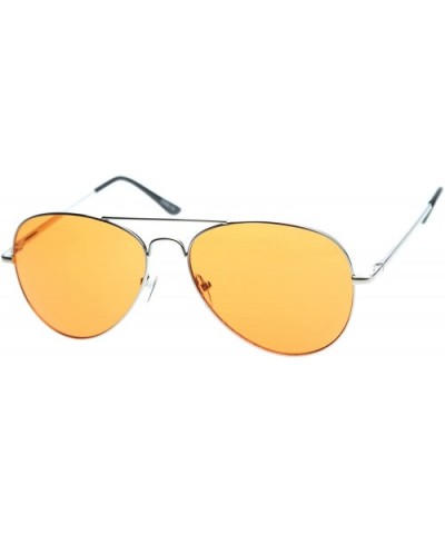 Colorful Premium Silver Metal Aviator Glasses with Color Lens Sunglasses (Orange) - C9117MDLUZT $6.99 Aviator
