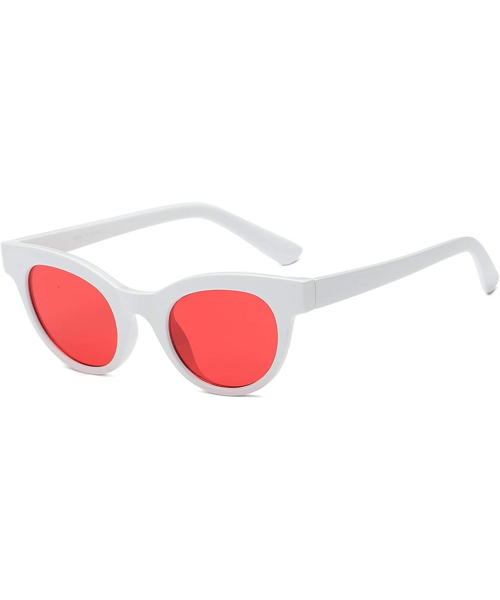 Women Retro Vintage Small Round Cat Eye Fashion Sunglasses - White - CI18IIGT5UU $8.06 Round