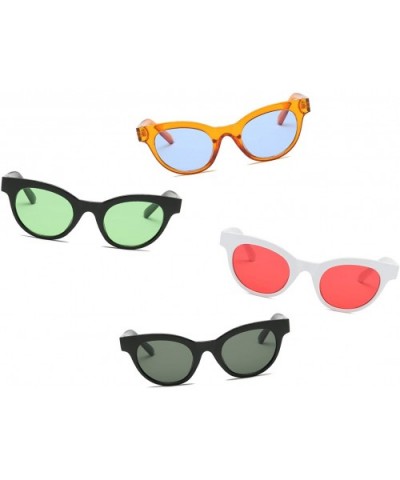 Women Retro Vintage Small Round Cat Eye Fashion Sunglasses - White - CI18IIGT5UU $8.06 Round