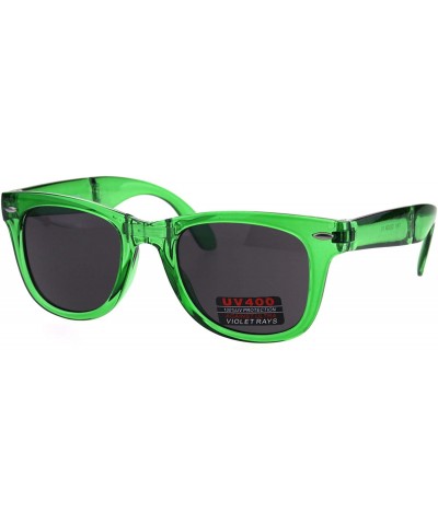 Collapsible Folding Hipster Plastic Horn Rim Sunglasses - Green - C418GS3IY6X $8.85 Rectangular