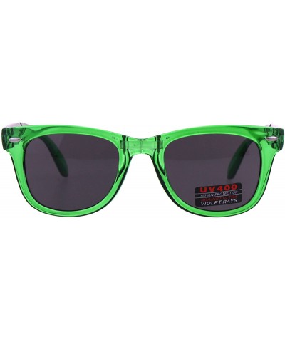 Collapsible Folding Hipster Plastic Horn Rim Sunglasses - Green - C418GS3IY6X $8.85 Rectangular