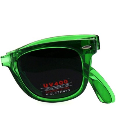 Collapsible Folding Hipster Plastic Horn Rim Sunglasses - Green - C418GS3IY6X $8.85 Rectangular