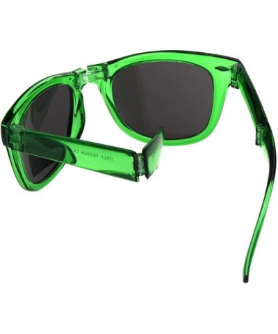 Collapsible Folding Hipster Plastic Horn Rim Sunglasses - Green - C418GS3IY6X $8.85 Rectangular