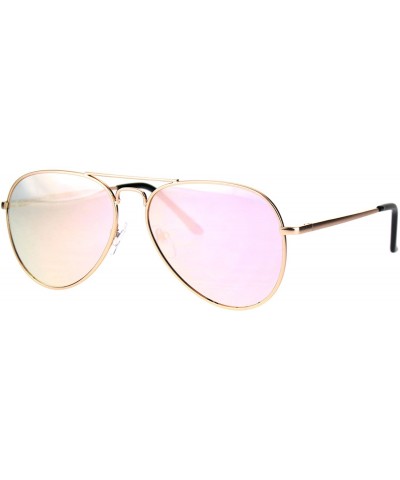 Womens Aviator Sunglasses Gold Metal Frame Pink Mirrored Lens UV400 Spring Hinge - CY187NGEXXE $8.71 Aviator