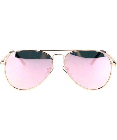 Womens Aviator Sunglasses Gold Metal Frame Pink Mirrored Lens UV400 Spring Hinge - CY187NGEXXE $8.71 Aviator