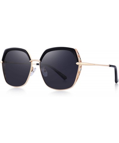 Classic Women's Polarized Sunglasses for Women Mirrored Lens - Black - C418S2X5MSR $23.49 Oversized