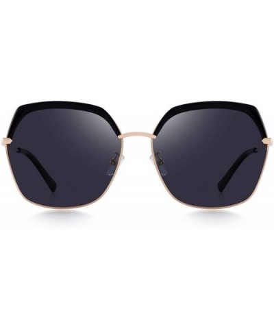 Classic Women's Polarized Sunglasses for Women Mirrored Lens - Black - C418S2X5MSR $23.49 Oversized