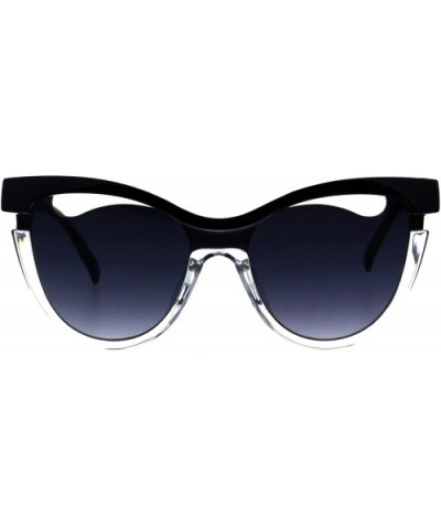 Womens Designer Style Sunglasses Unique Cutout Butterfly Frame UV 400 - Black Clear (Smoke) - CZ18KLMR6N9 $7.53 Oversized