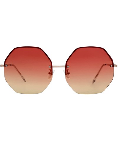 Women Fashion Rimless Oversized Geometric Sunglasses Ocean Color UV400 Protection 87157 - CL183KKCER4 $6.22 Rimless