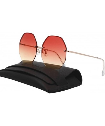 Women Fashion Rimless Oversized Geometric Sunglasses Ocean Color UV400 Protection 87157 - CL183KKCER4 $6.22 Rimless