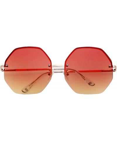 Women Fashion Rimless Oversized Geometric Sunglasses Ocean Color UV400 Protection 87157 - CL183KKCER4 $6.22 Rimless