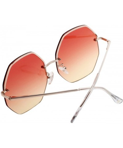 Women Fashion Rimless Oversized Geometric Sunglasses Ocean Color UV400 Protection 87157 - CL183KKCER4 $6.22 Rimless