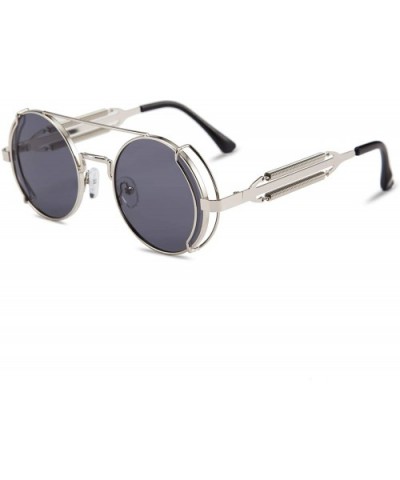 Steampunk Sunglasses John Lennon Hippie Glasses Retro Round Metal Frame Women Men - Silver - CA194AI9KM4 $13.62 Oval