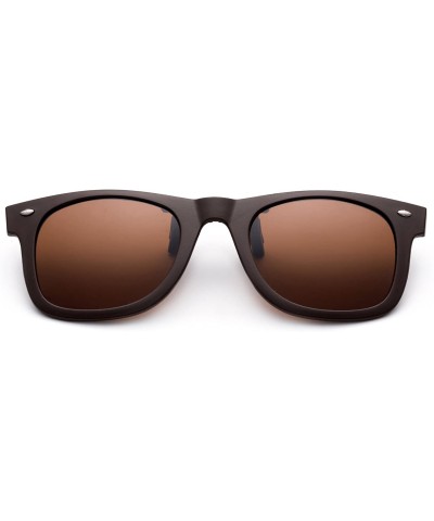 Newbee Fashion Polarized Clip Sunglasses - 50mm Brown-w/Pouch - C6186GI9IHL $6.94 Round