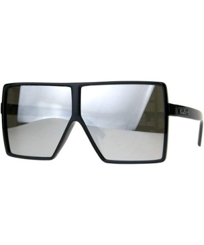 KUSH Sunglasses Mens Oversized Square Boxy Frame Mirrored Lens UV400 - Black Grey (Silver Mirror) - CZ18TW69W0W $7.68 Square
