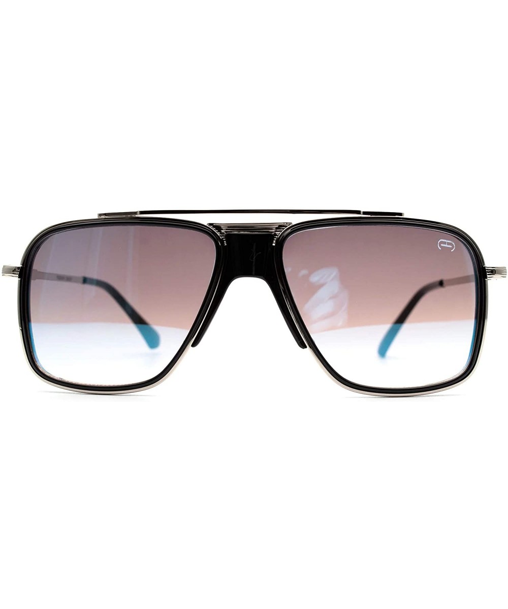 F027 Classic Square- for Womens-Mens 100% UV PROTECTION - Silver-purpleblue - CB192TGIXHQ $17.15 Square