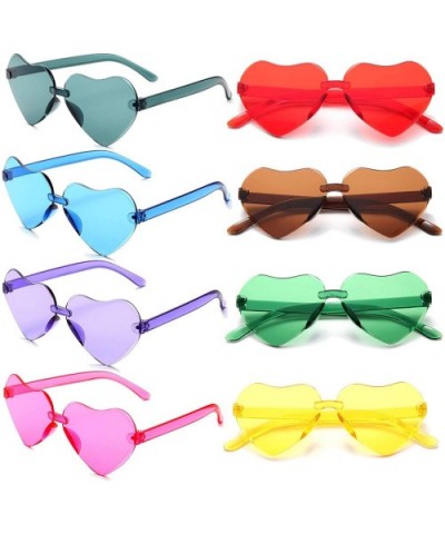 Heart Shaped Rimless Sunglasses Party Favors Frameless Glasses Tinted Eyewear Monoblock Transparent Candy Color - CP196CG7E2H...