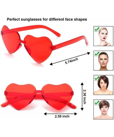 Heart Shaped Rimless Sunglasses Party Favors Frameless Glasses Tinted Eyewear Monoblock Transparent Candy Color - CP196CG7E2H...