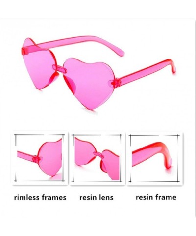 Heart Shaped Rimless Sunglasses Party Favors Frameless Glasses Tinted Eyewear Monoblock Transparent Candy Color - CP196CG7E2H...