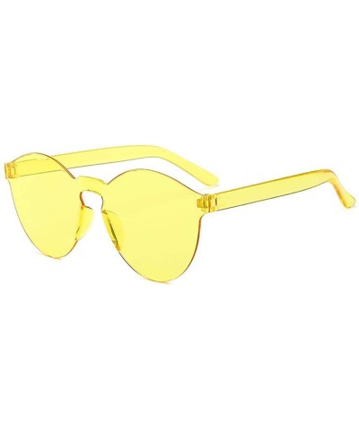 Unisex Fashion Candy Colors Round Outdoor Sunglasses Sunglasses - Light Yellow - CM199S8OQE8 $11.86 Round