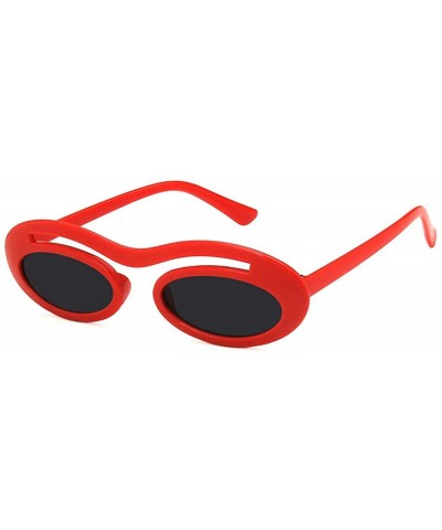 Chic Small Round Ultra Light Frame Oval Candy Color Unisex Party Sunglasses UV400 - Red&gray - CF18LMW6WCR $7.11 Oval