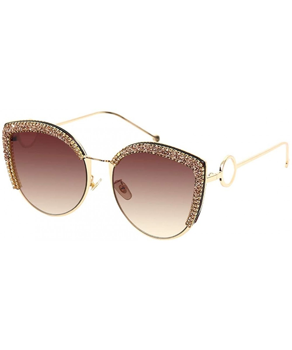 Oversized Diamond Sunglasses for Women Square Bling Rhinestone Shades - Gold C - CD18AHS8GUA $12.21 Oversized