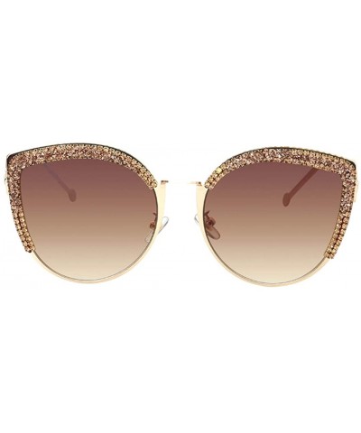 Oversized Diamond Sunglasses for Women Square Bling Rhinestone Shades - Gold C - CD18AHS8GUA $12.21 Oversized