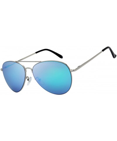 Classic Metal Frame Mirror Lens Aviator Sunglasses with Gift Box - 33-silver (Spring Temple) - CV18SMU0DCU $9.86 Aviator