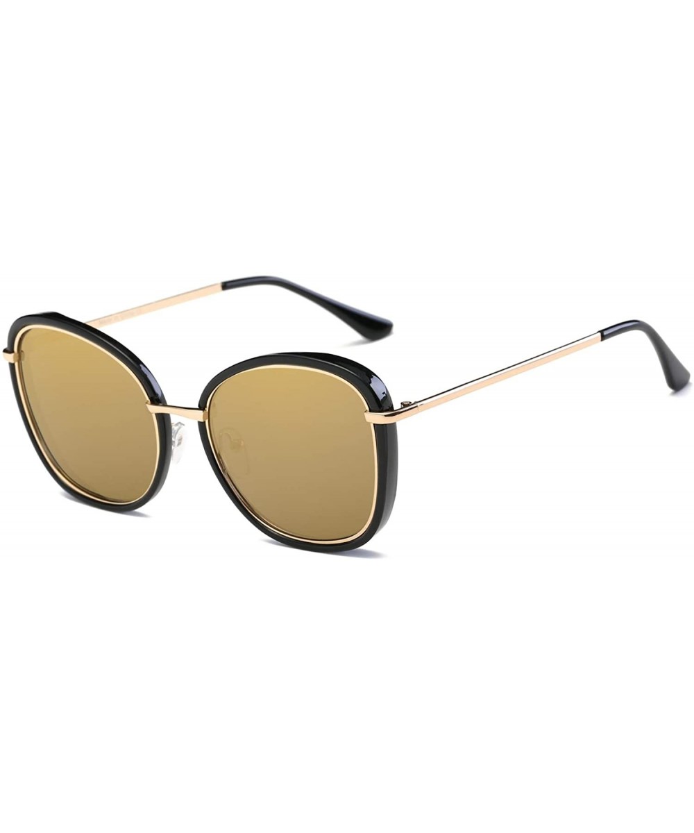 Women Round Cat Eye Fashion Sunglasses - Amber - CK18WU485WY $15.45 Cat Eye