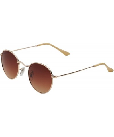 Retro Round Sunglasses - Metal Frames - Lightweight - Gold - Brown Lens - CK12ITTBJH3 $11.47 Round