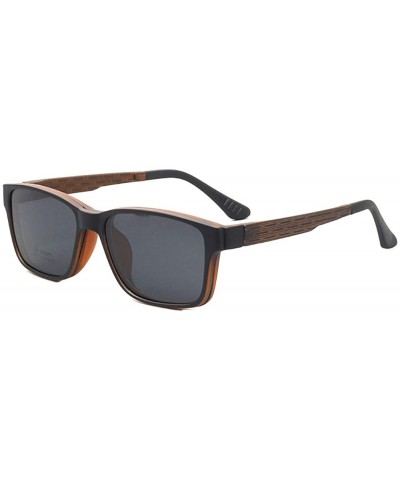 Men's 2-in-1 Square Magnetic Clip-On Sunglasses Prescription Eyeglass Frames (Brown 2) - C018SUWC8HT $14.91 Square