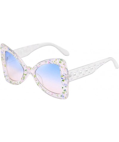 Cat Eye Butterfly Oversized Sunglasses Eyewear Anti-UV Polarized UV400 - Blue - CE1808QSWS4 $8.20 Butterfly