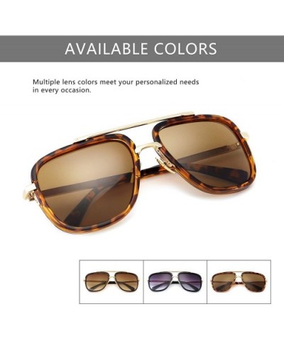 Women's Sunglasses Oversized Square Fashion Style Printed Metal Frame - Tortoise Frame (Glossy Finish)/Brown Lens - C21920KKD...