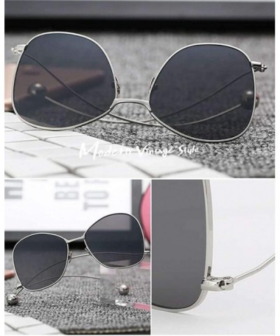 Round Sunglasses for Women Metal Aviator Glasses Nonpolarized UV Protection MLS8807 - Grey - CD18TUGKGWH $4.90 Aviator