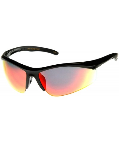 Semi-Rimless Running Cycling Sports Wrap Sunglasses (Black Fire) - C911EIDMB77 $14.49 Rimless